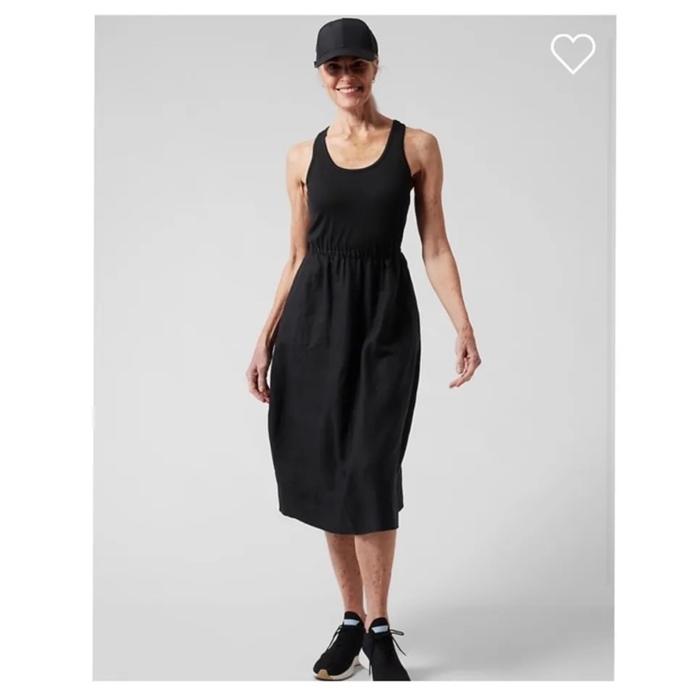Athleta Baja Linen Midi Dress // Black